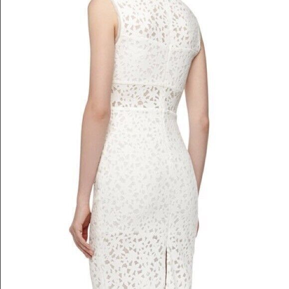 Elizabeth and James Levine Ivory Midi Dress Laser Cut Bodycon Sheer‎ Panel NEW 4 - Picture 2 of 15